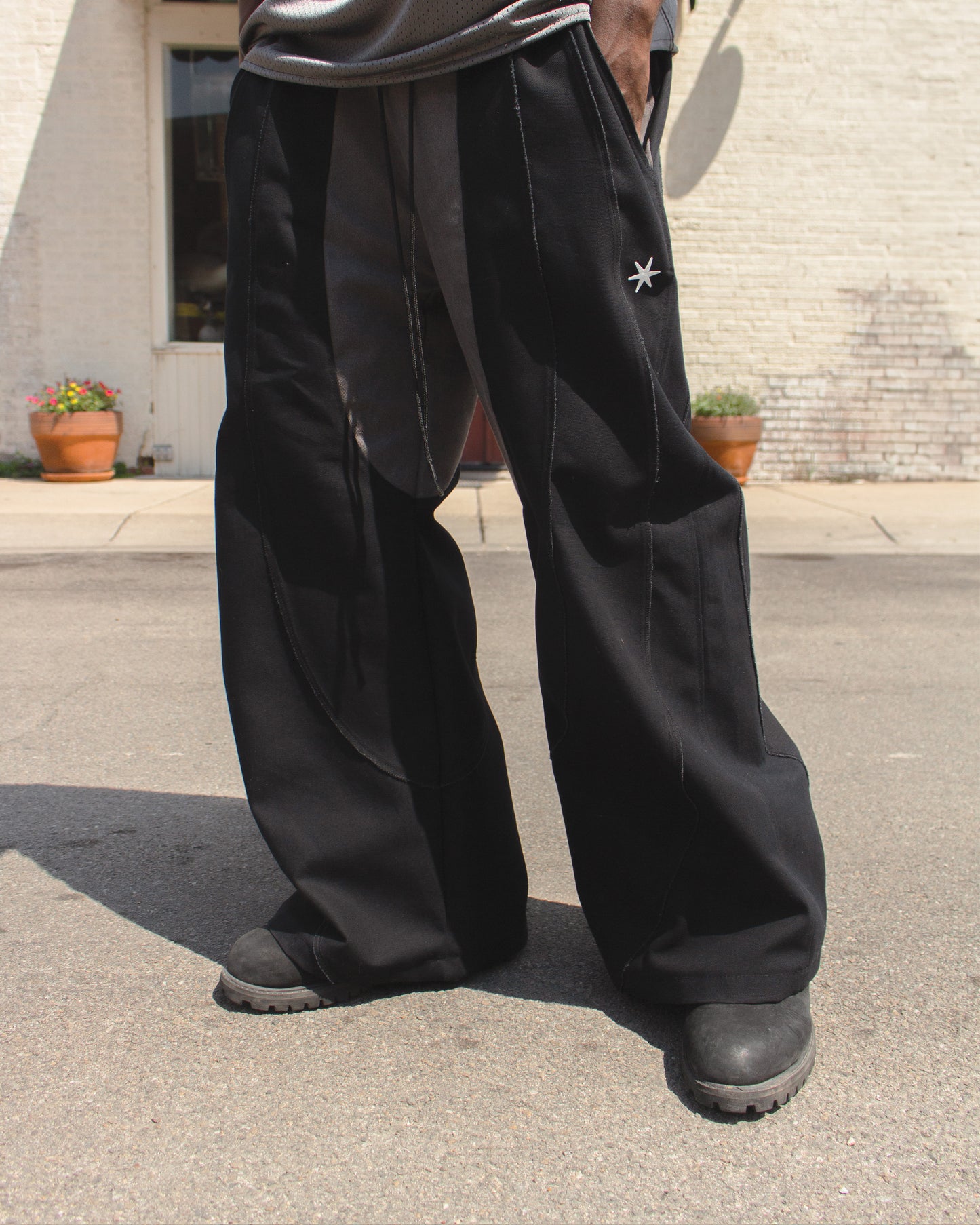 Saddle Wide Pants - Gray